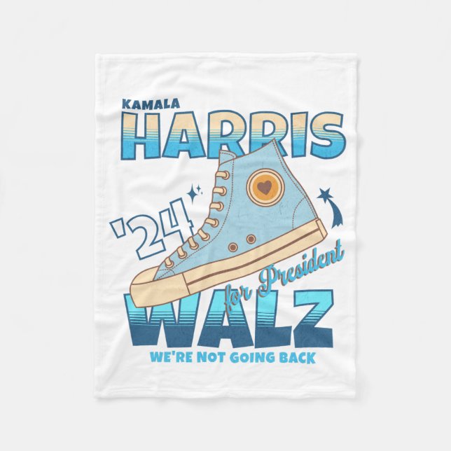 Harris Walz 2024 We're Not Going Back Sneaker Fleece Blanket (Front)