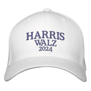 Harris Walz 2024 White Embroidered Hat