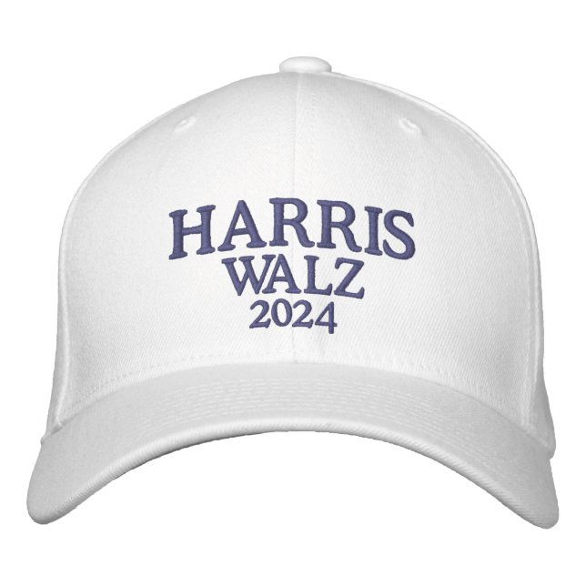 Harris Walz 2024 White Embroidered Hat (Front)
