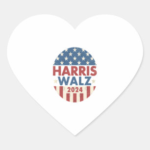 HARRIS WALZ 24 DEMOCRACY 2024 HEART STICKER