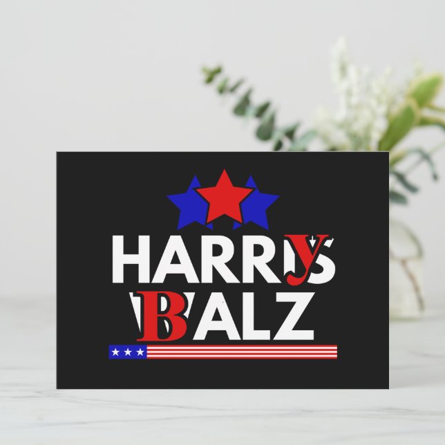 Harris Walz 24 Harry Balz 2024 Meme Democratics Invitation (Standing Front)