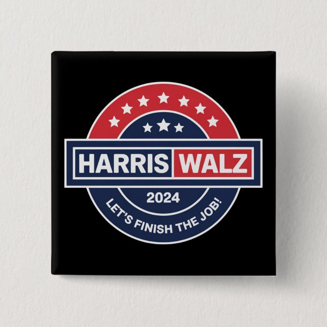 Harris Walz 24 Kamala Harris Madam President 2024  15 Cm Square Badge (Front)