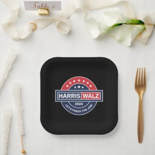 Harris Walz 24 Kamala Harris Madam President 2024 Paper Plate