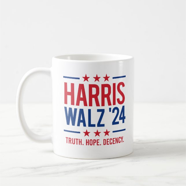 Harris Walz '24 - Truth Hope Decency Coffee Mug (Left)