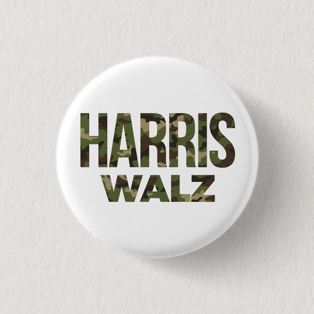 Harris Walz Camouflage 2024 3 Cm Round Badge (Front)
