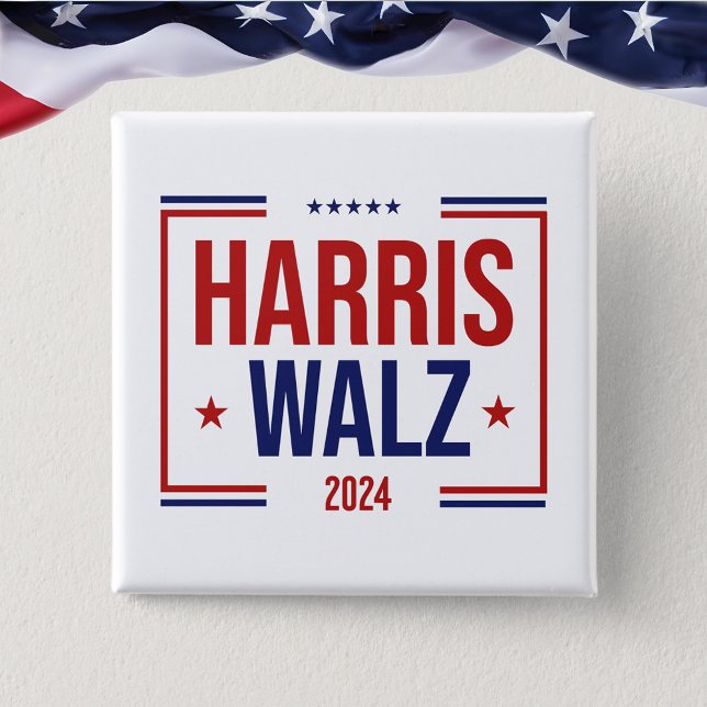 Harris Walz Campaign Election 15 Cm Square Badge (Creator Uploaded)