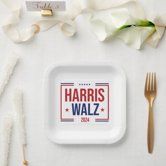 Harris Walz Campaign Election Paper Plate (Wedding)