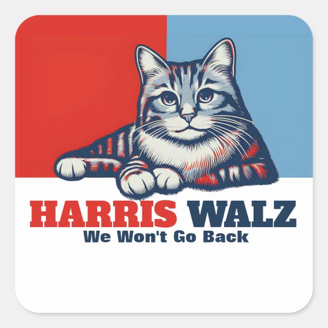 Harris Walz Campaign Square Sticker (Front)