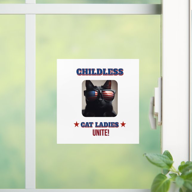 Harris Walz Childless Cat Ladies Unite Photo Cat (Harris Walz Childless Cat Ladies Unite Photo Cat Window Cling)