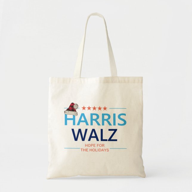 Harris Walz Christmas Hope for the Holidays Kamala Tote Bag (Front)