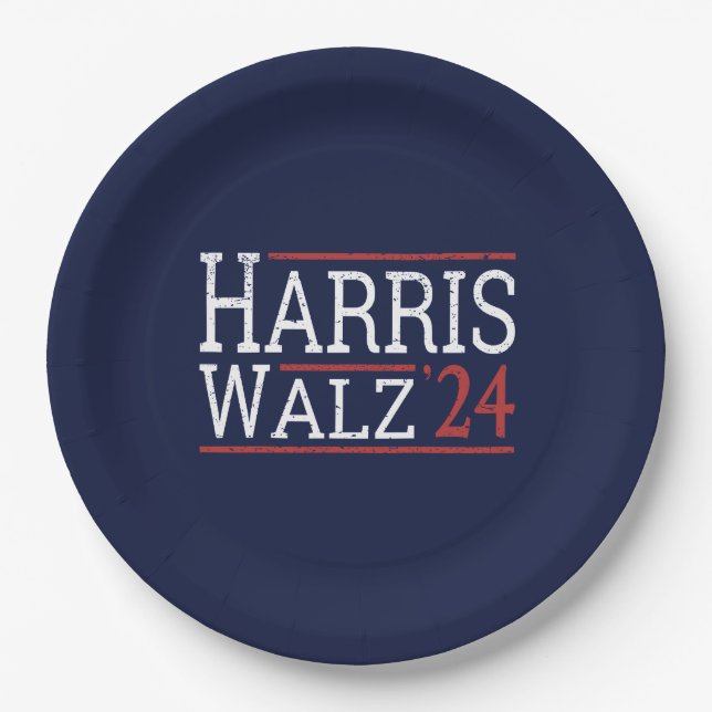 Harris Walz Election 2024 I Paper Plate (Front)