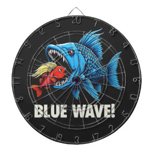 Harris Walz Election Blue Waves Democrat Fish Dartboard
