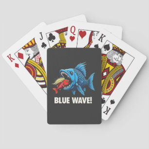 Harris Walz Election Blue Waves Democrat Fish Playing Cards