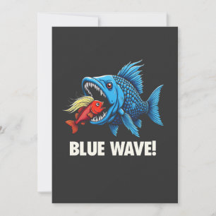 Harris Walz Election Blue Waves Democrat Fish Thank You Card