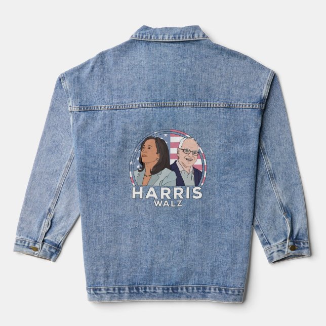 Harris Walz Election Denim Jacket (Back)