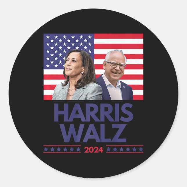 Harris Walz Election Kamala Harris Tim Waltz Ameri Classic Round Sticker (Front)