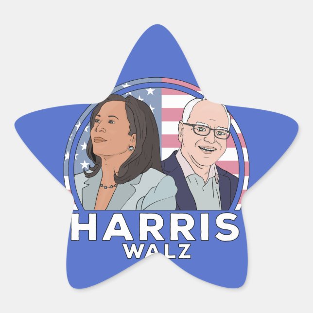 Harris Walz Election Star Sticker (Front)