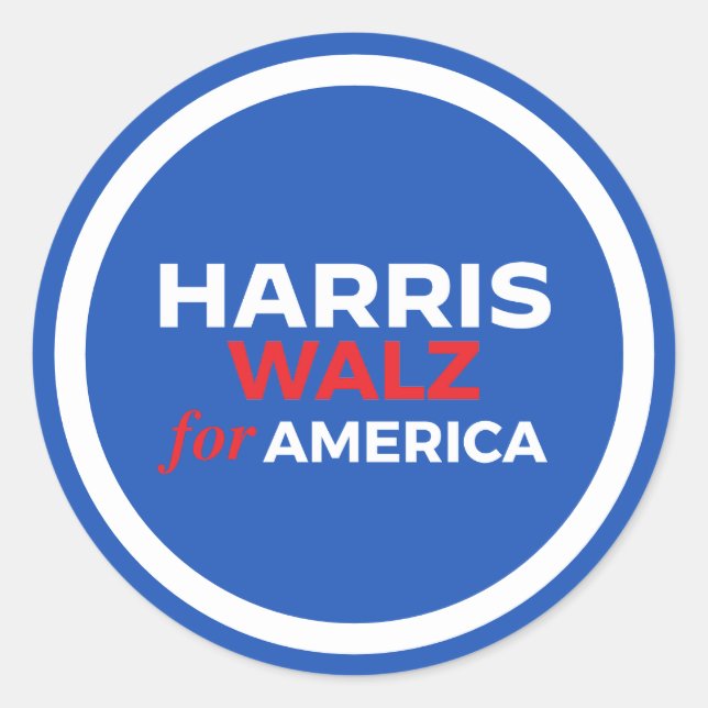 Harris Walz for America 2024 Classic Round Sticker (Front)