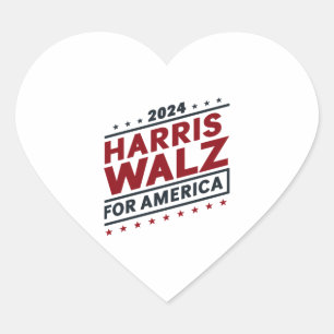 harris walz for america  heart sticker