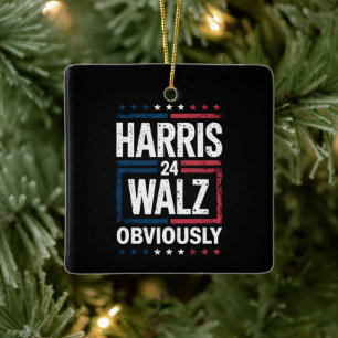Harris Walz Obviously Harris Waltz 2024 Election Ceramic Ornament