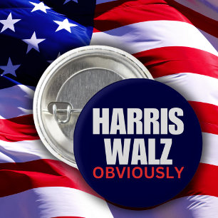 Harris Walz OBVIOUSLY Harris Walz 2024 Obviously 3 Cm Round Badge
