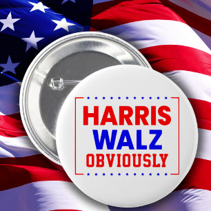 Harris Walz Obviously Kamala Harris for President 6 Cm Round Badge