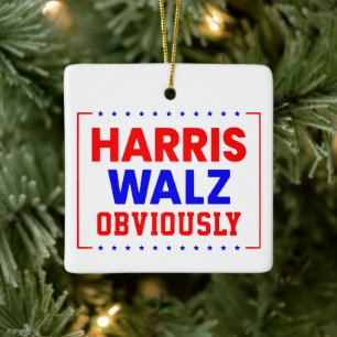 Harris Walz Obviously Kamala Harris for President Ceramic Ornament