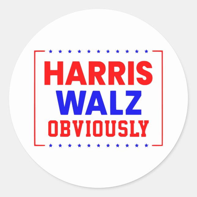 Harris Walz Obviously Kamala Harris for President Classic Round Sticker (Front)