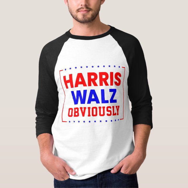 Harris Walz Obviously Kamala Harris for President T-Shirt (Front)