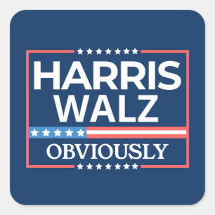 Harris Walz. Obviously. Kamala Harris Tim Walz  Square Sticker