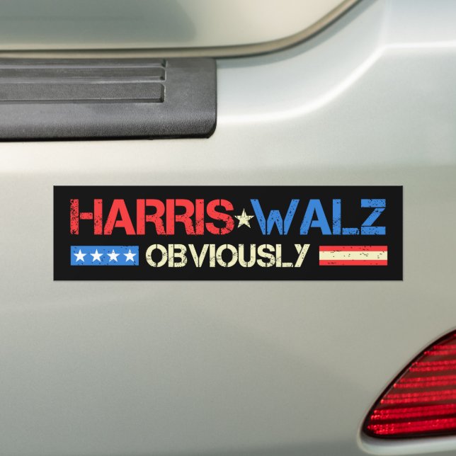 Harris Walz Obviously Kamala Harris Waltz 2024 Bumper Sticker (On Car)