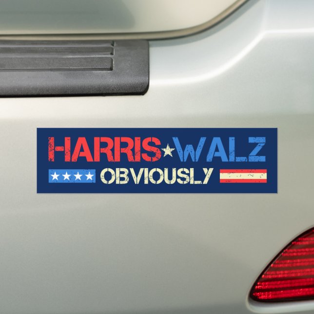Harris Walz Obviously Kamala Harris Waltz 2024 Bumper Sticker (On Car)