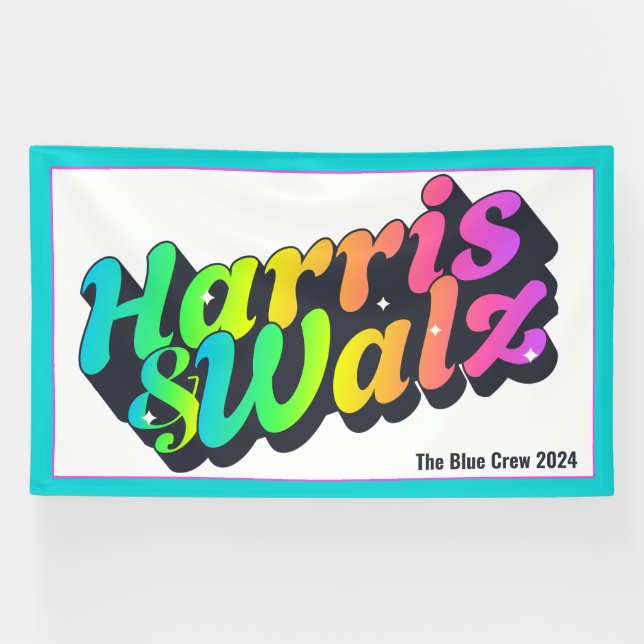 Harris & Walz Rainbow Banner (Horizontal)