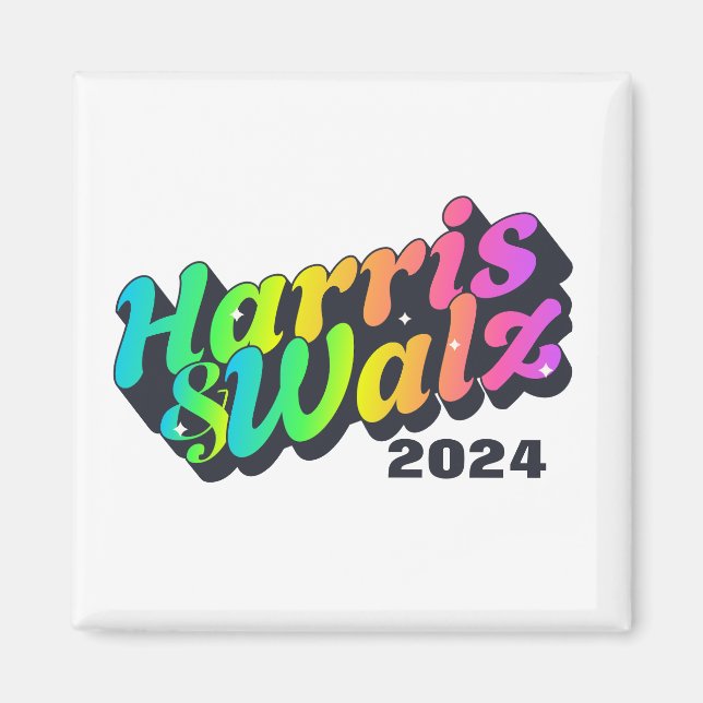 Harris & Walz Rainbow Magnet (Front)