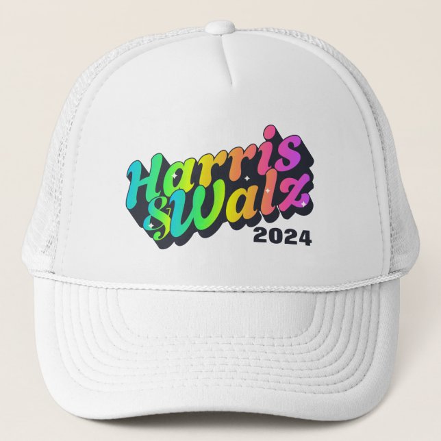 Harris & Walz Rainbow Trucker Hat (Front)