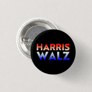 Harris Walz red black blue gradient typography  3 Cm Round Badge
