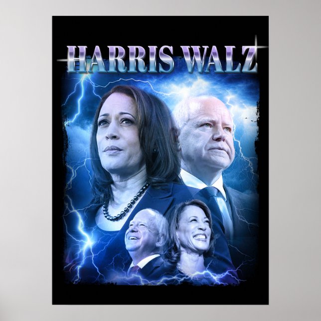 Harris Walz Retro 90s Style Poster (Front)