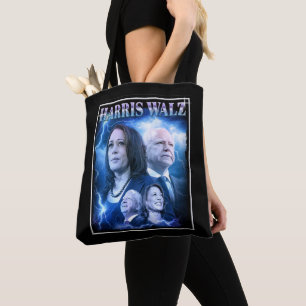 Harris Walz Retro 90s Style Tote Bag