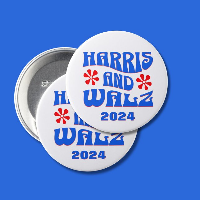 Harris & Walz Retro flowers 7.5 Cm Round Badge (Creator Uploaded)