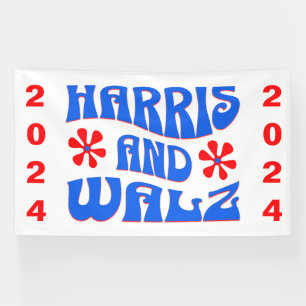 Harris & Walz Retro flowers Banner
