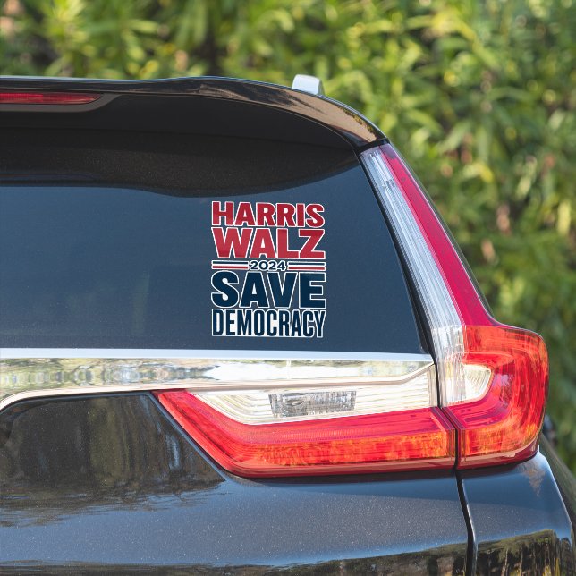 Harris Walz Save Democracy (Car Side)