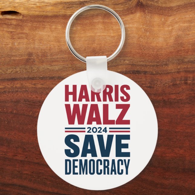 Harris Walz Save Democracy Key Ring (Front)