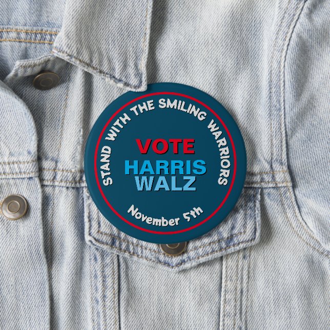HARRIS WALZ Smiling Warriors Campaign 10 Cm Round Badge (In Situ)