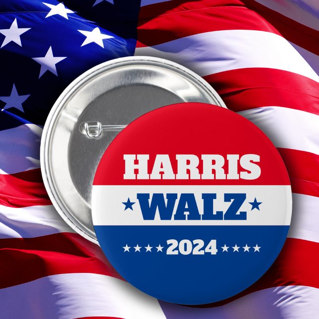 Harris Walz | Tim Walz 2024 Campaign Blue Red 6 Cm Round Badge (Creator Uploaded)