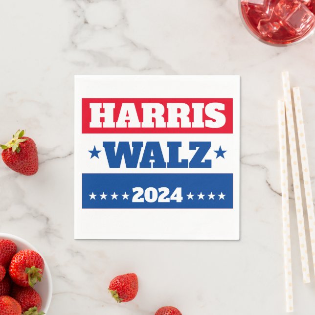 Harris Walz | Tim Walz 2024 Campaign Blue Red Napkin (Insitu)