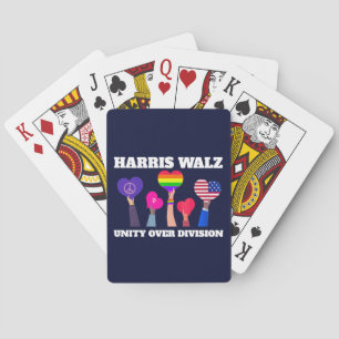Harris Walz Unity Over Division LGBTQ Dark Blue Playing Cards