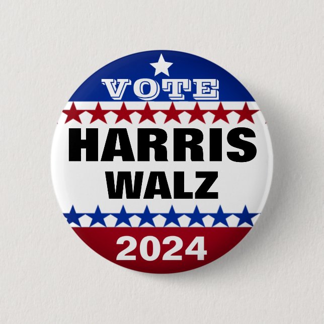 Harris walz vance 2024 vote election  6 cm round badge (Front)