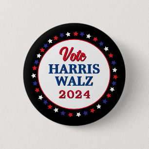 Harris Walz Vote 2024 Democrat Election 6 Cm Round Badge