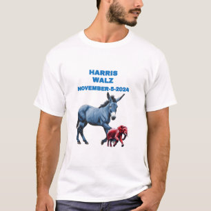 Harris/Walz, vote blue2 donkey,elephant, elections T-Shirt