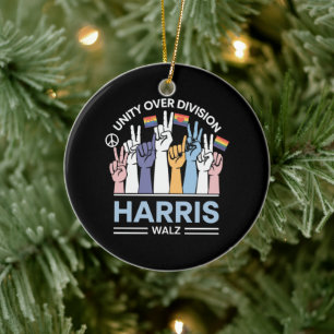 Harris Walz Waltz 2024 Unity Over Division Ceramic Ornament